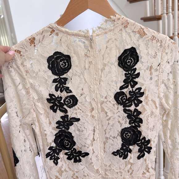 Saylor Ivory lace with Black Appliqué Romper, S - Picture 7 of 8